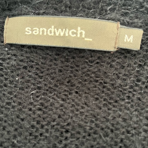 Sandwich Black Mohair Blend Cowl Neck Ruffle Hem Sweater Goth Y2K Grunge - Picture 5 of 6